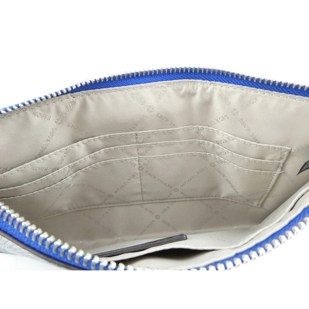 Michael Kors‎ Fulton Snake Embossed Blue Black Large Leather Wristlet